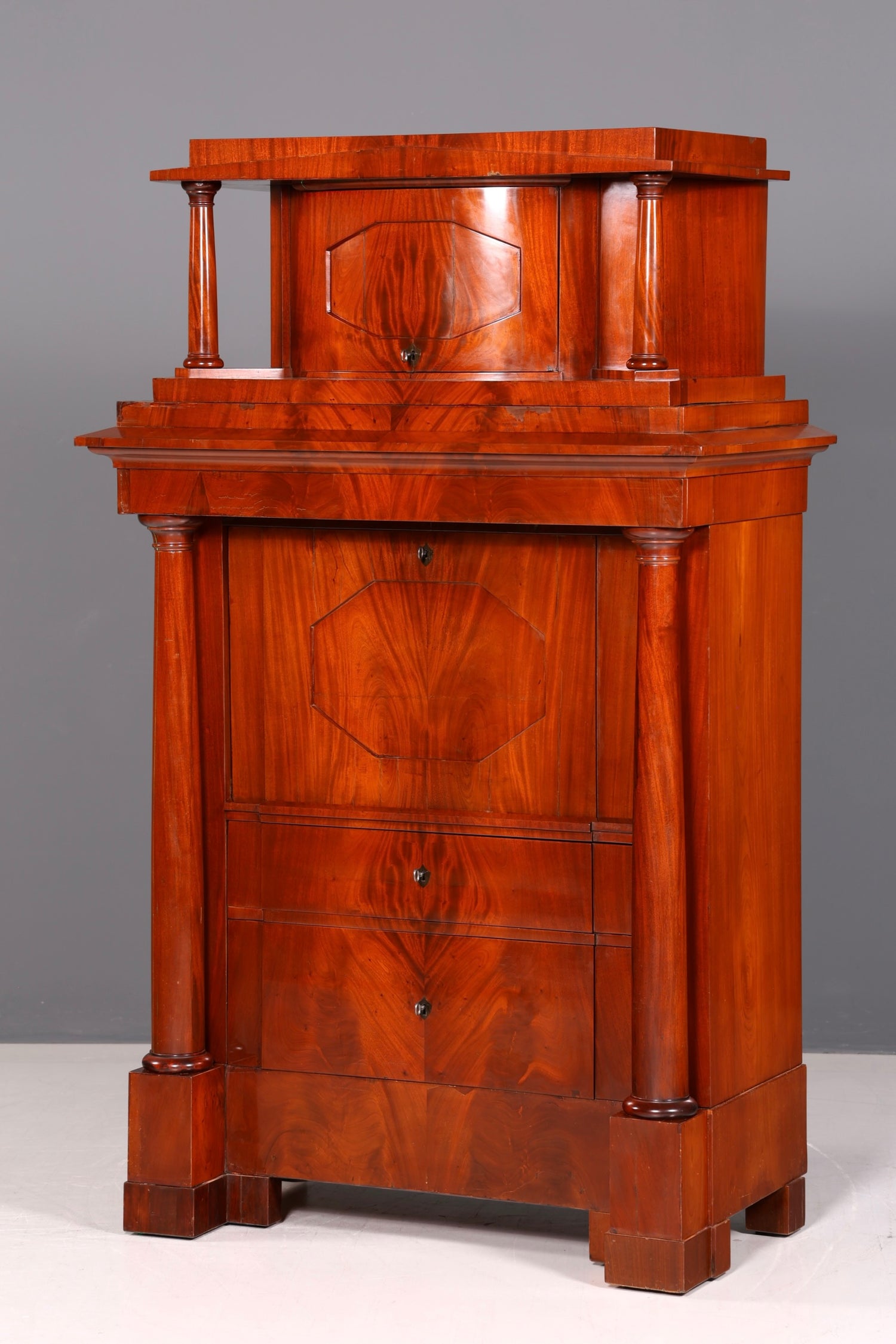 Wunderschöner Original Biedermeier Sekretär um 1860 Kommode Antik Bürokommode Englisch Säulen