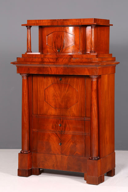 Wunderschöner Original Biedermeier Sekretär um 1860 Kommode Antik Bürokommode Englisch Säulen