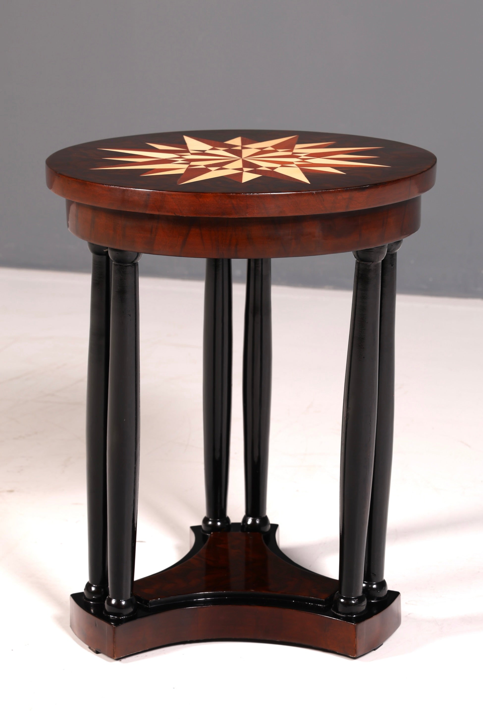 Wunderschöner Art Deco Stil Tisch Luxus Couchtisch Ablagetisch Beistelltisch Rund Echt Holz Vintage