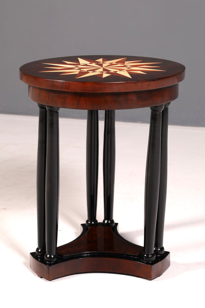 Wunderschöner Art Deco Stil Tisch Luxus Couchtisch Ablagetisch Beistelltisch Rund Echt Holz Vintage
