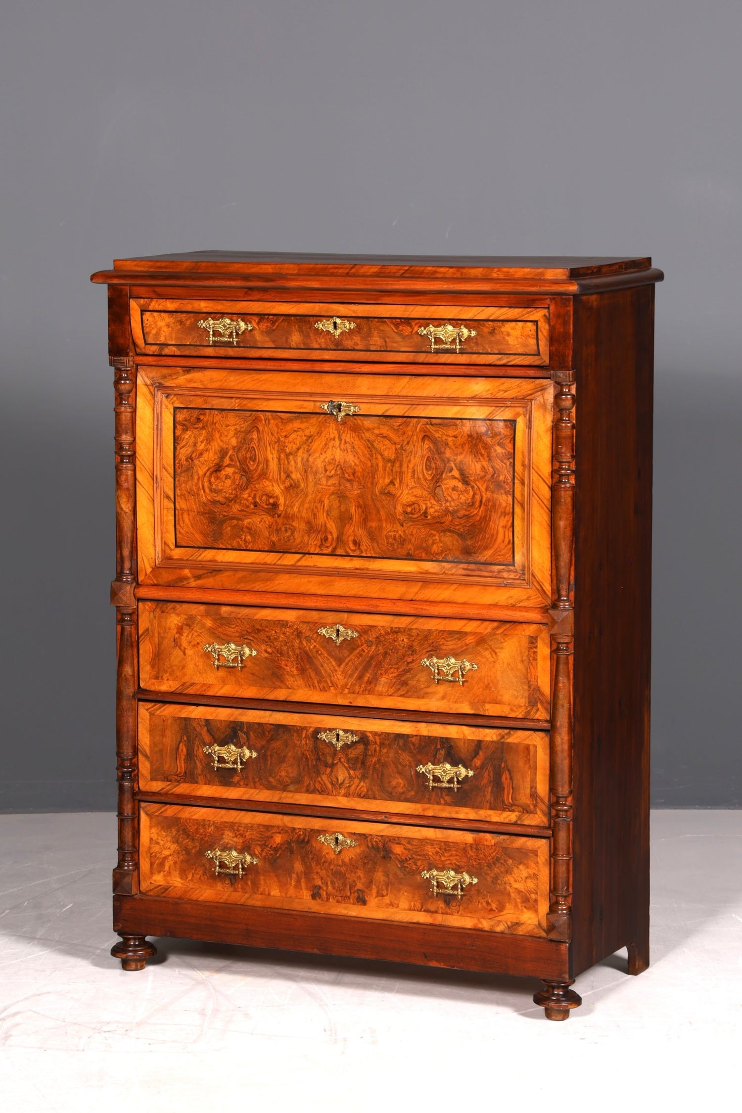Wunderschöner Gründerzeit Sekretär Vertiko Highboard Louis Philippe Kommode Sekretär Schrank um 1880