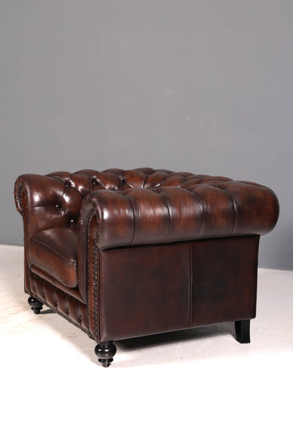 Edler Original Chesterfield Sessel Englischer Armlehnsessel Herrensessel Ledersessel England