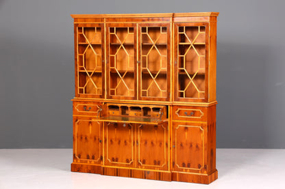 Dreamlike English display cabinet, bookcase, buffet, antique style, English yew, glass display case, library