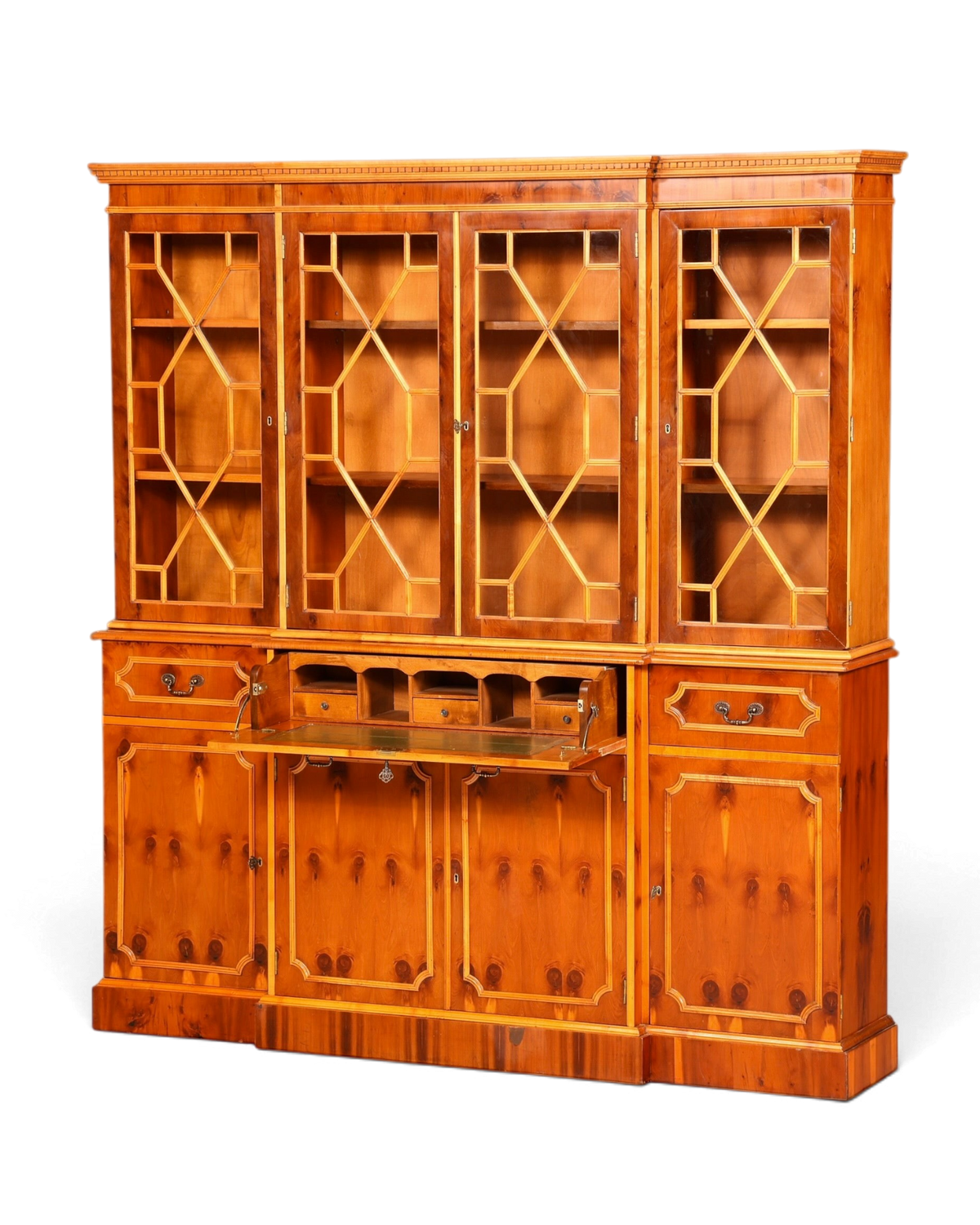 Traumhafte Englische Vitrine Bücherschrank Buffet Antik Stil Englisch Eibe Glasvitrine Bibliothek