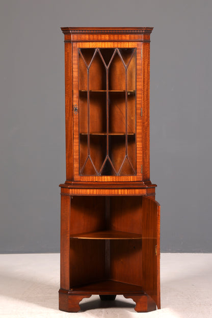 G248 Finish Wunderschöne Englische Eckvitrine Mahagoni Antik 60s echt Holz Schrank Eckschrank Glasvitrine (Kopie)