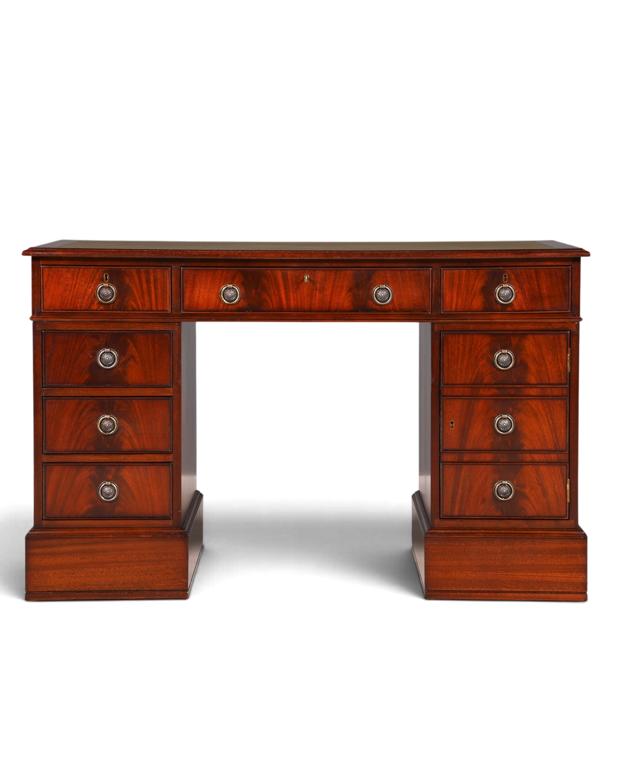 Wunderschöner Englischer Schreibtisch Mahagoni Bürotisch Englisch Desk Leder Auflage