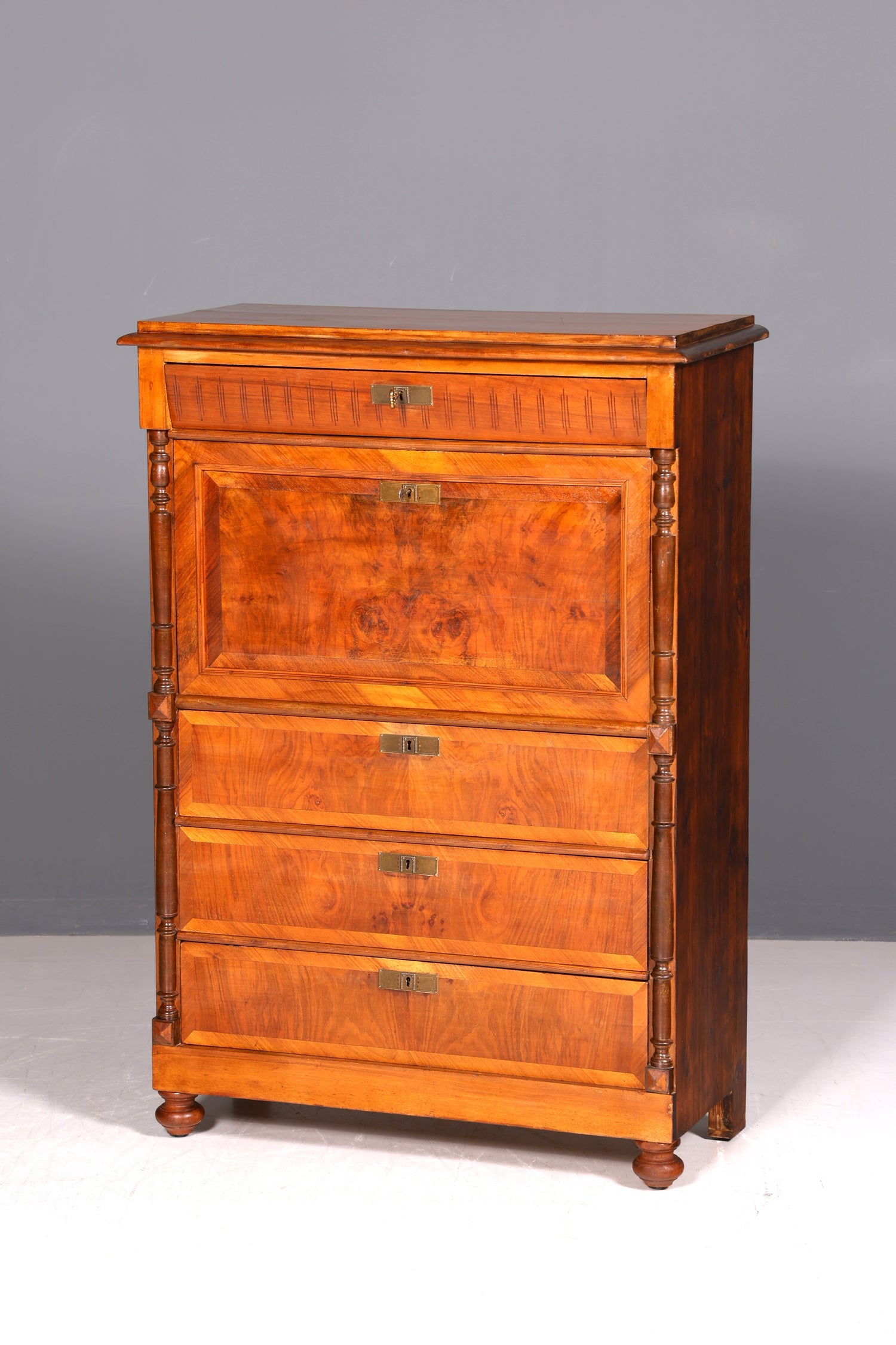 Edler Gründerzeit Sekretär Vertiko Highboard Louis Philippe Kommode Antik um 1880 Schreibsekretär