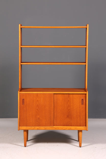 Schlichtes Mid Century Bücherregal Danish Design Schiebetür Teak Holz Vintage Schrank Regal
