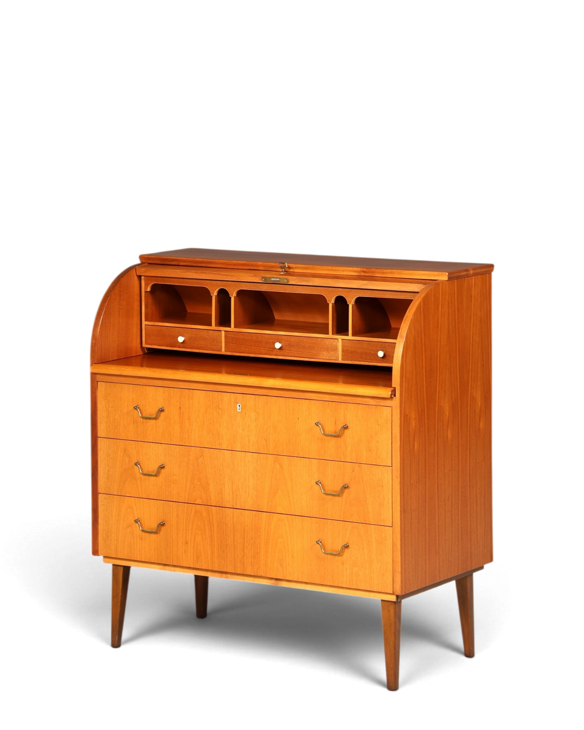 Stilvoller Mid Century Rollladen Sekretär echt Holz Büro Schrank Vintage Schreibkommode