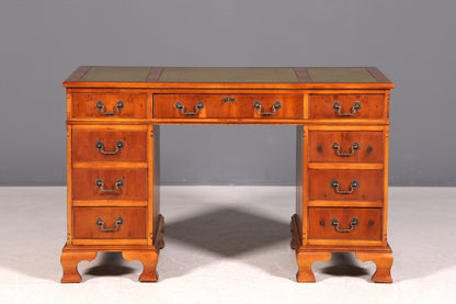G072 Finish cm Wunderschöner Englischer Schreibtisch echt Lederauflage Bürotisch Antik Stil Office Desk