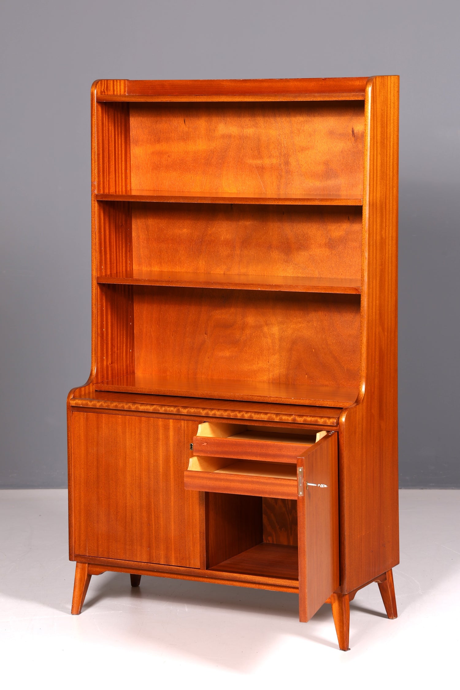 Wunderschöner Mid Century Schrank Bücherregal Vintage Sekretär Highboard Holz Regal 60s