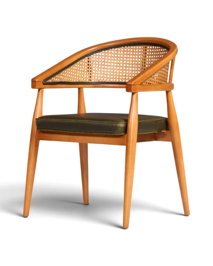 Edler Korbgeflecht Esszimmer Stuhl "Malibu Green" Küchenstuhl in grün Armlehnstuhl Sekretär Stuhl