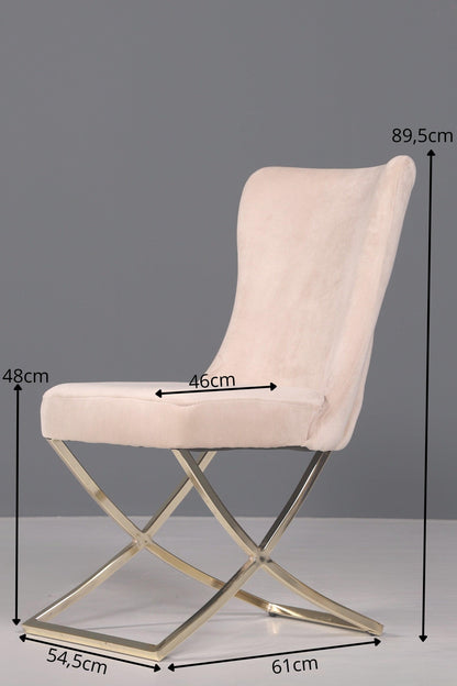 Edler Chesterfield Esszimmerstuhl "Valencia" in Beige Gold