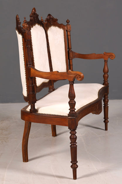 Elegante zitbank in neorenaissancestijl, antieke bank uit de Gründerzeit, sofa, gestoffeerde bank, salonbank, zitbank