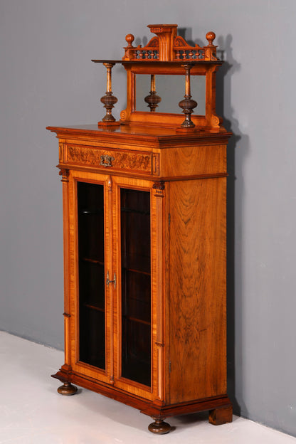 G249 Finish Edler Gründerzeit Vitrine um 1880 Schrank Antik Jugendstil Nussbaum Bücherregal (Kopie)