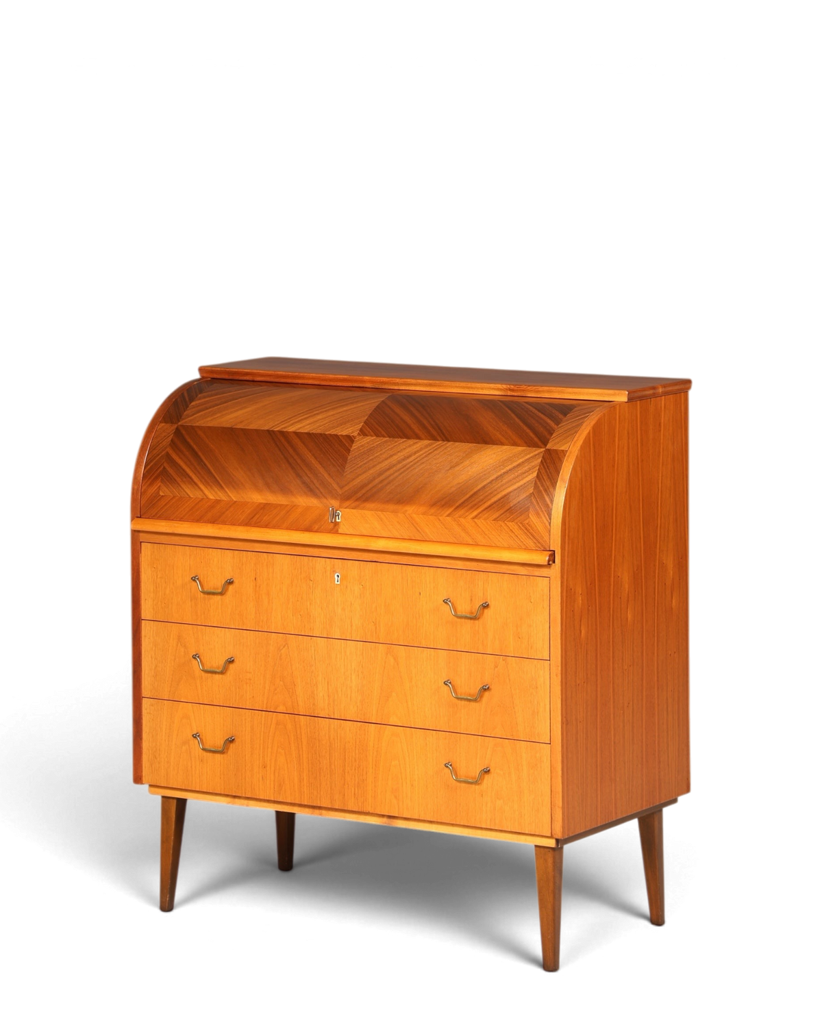 Stilvoller Mid Century Rollladen Sekretär echt Holz Büro Schrank Vintage Schreibkommode