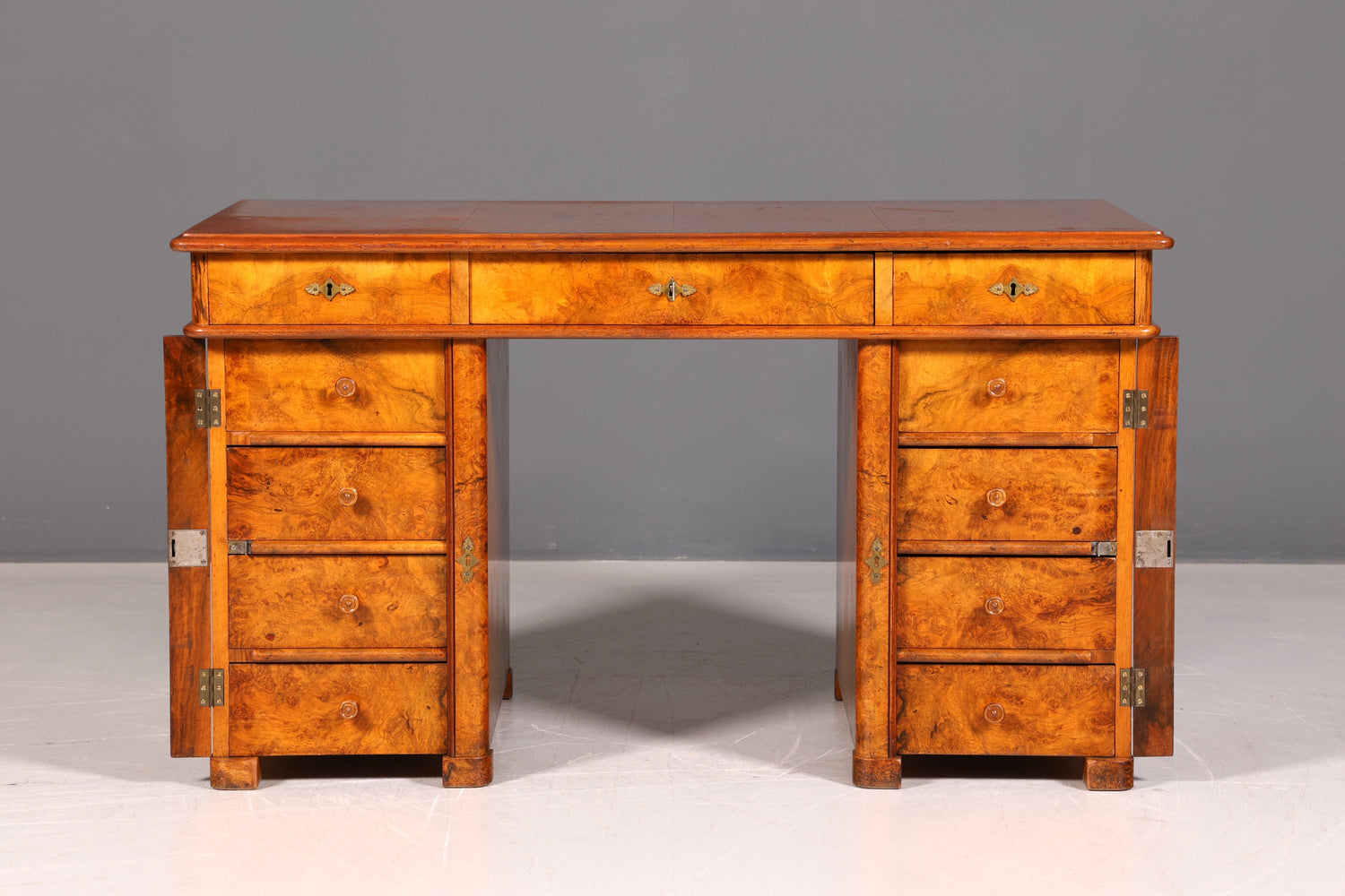 Wunderschöner Art Deco Schreibtisch Nussbaum Antik Massiv Holz Bürotisch Office Table Vintage