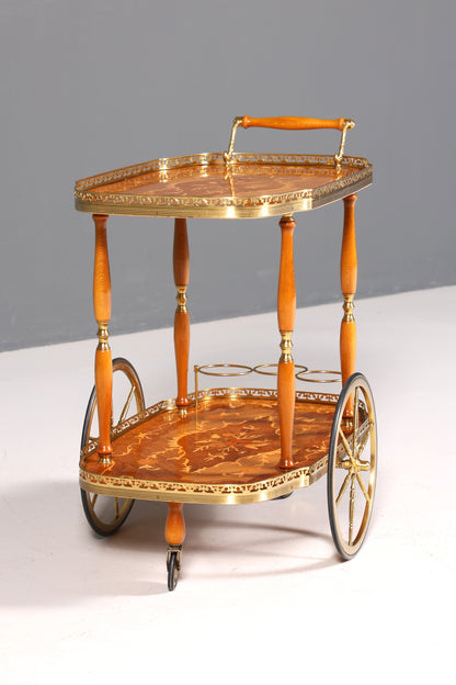 Traumhafter Servierwagen im Barock Stil Bar Wagen mit Intarsien Klapp Teewagen