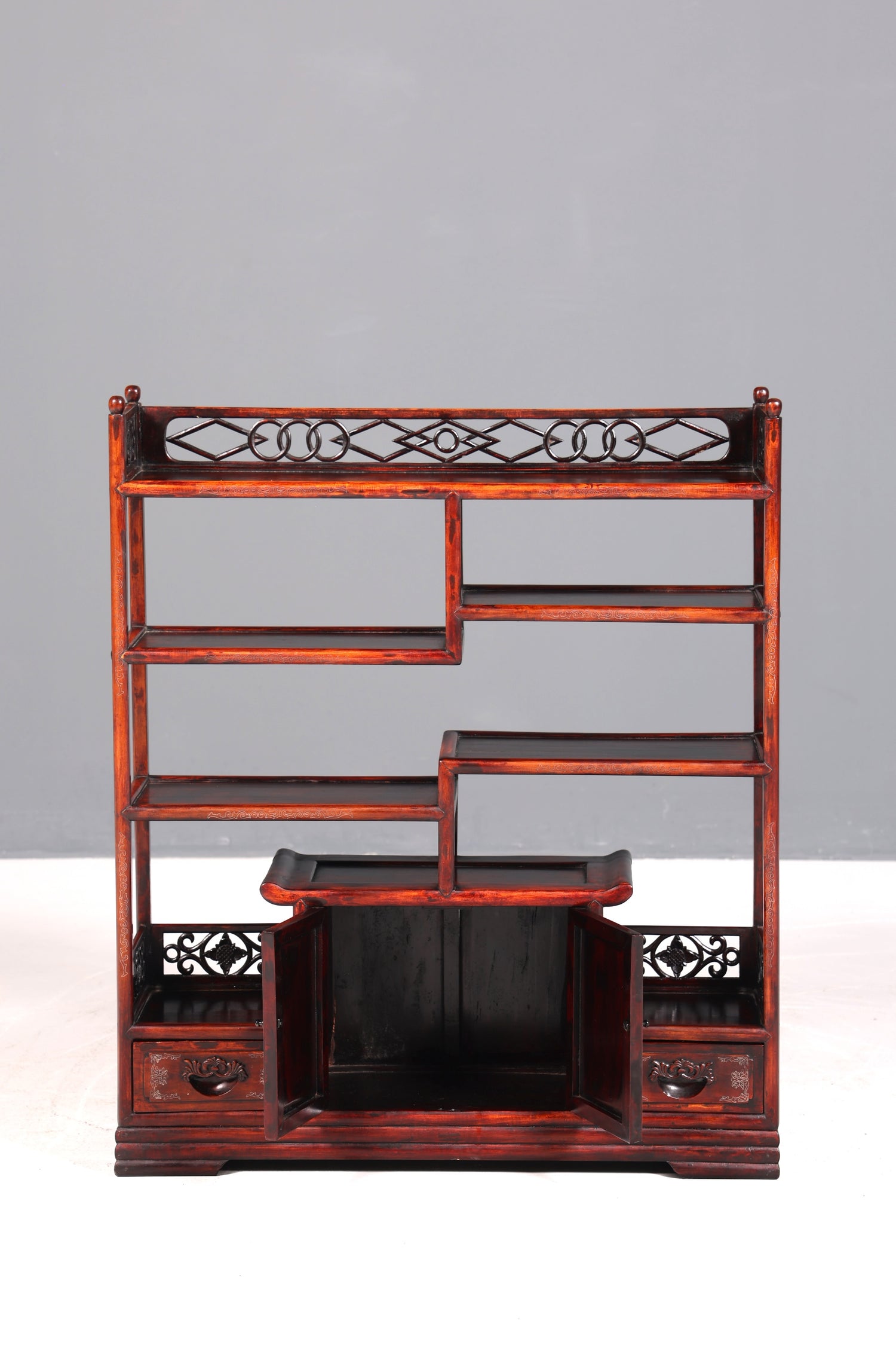 Beautifully ornate Chinese shelf, Chinese bookshelf, tiered stand, Asian bookcase