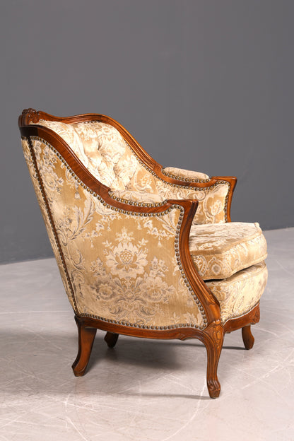 Wunderschöner Chippendale Armlehnsessel Barock Stil Sessel Armchair Samt Stoff Sessel 2 von 2