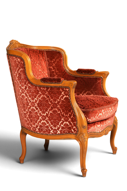 Edler Chippendale Armlehnsessel Barock Stil Sessel Samt Stoff Armchair Sessel 2 von 2