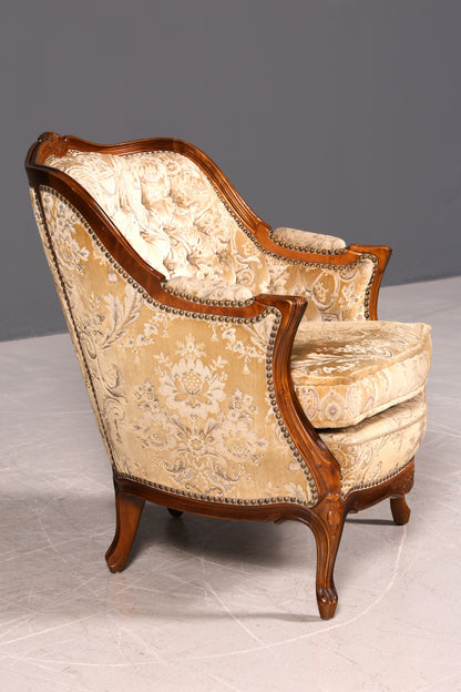 Wunderschöner Chippendale Armlehnsessel Barock Stil Sessel Armchair Samt Stoff Sessel 1 von 2