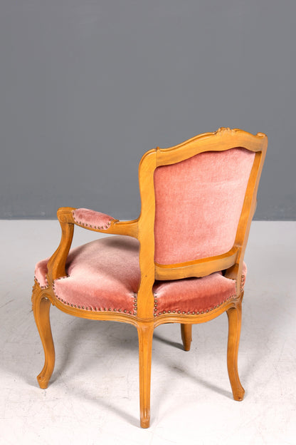 Edler Chippendale Armlehnstuhl Barock Stil Sekretär Stuhl Samt Stoff Sessel