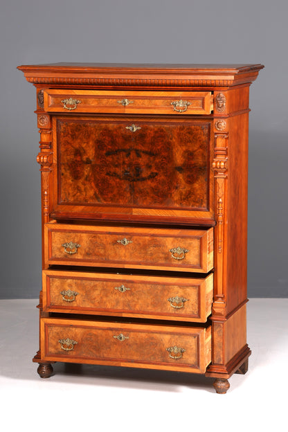 Beeindruckender Gründerzeit Sekretär Vertiko Highboard Louis Philippe Kommode um 1880