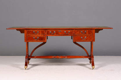 Wunderschöner Englischer Schreibtisch Regency Klappschreibtisch Echt Lederauflage Mahagoni Sofatisch Antik Stil Bürotisch