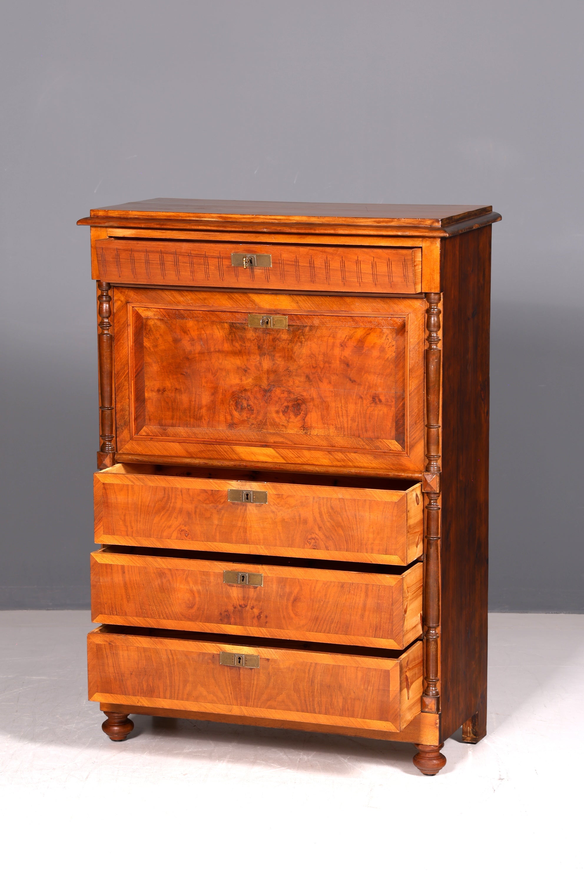 Edler Gründerzeit Sekretär Vertiko Highboard Louis Philippe Kommode Antik um 1880 Schreibsekretär