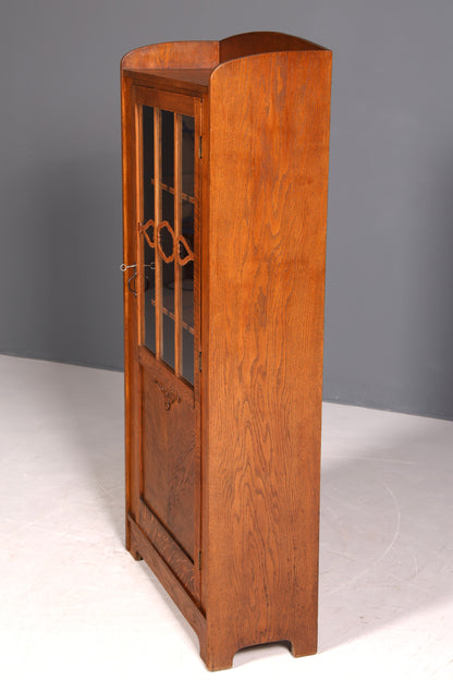 Stilvolle Jugendstil Vitrine Antike Holz Bücherschrank Eiche Antik Schrank Geschirrschrank