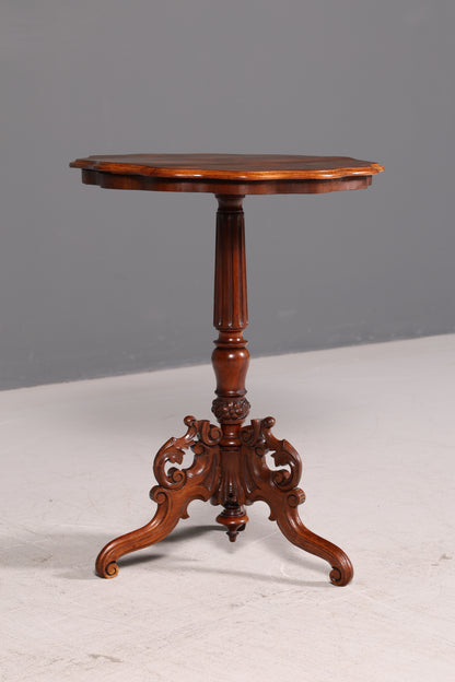 Filigraner Beistelltisch im Antik Stil Barock Ablagetisch Intarsien Beistelltisch Vintage Holz