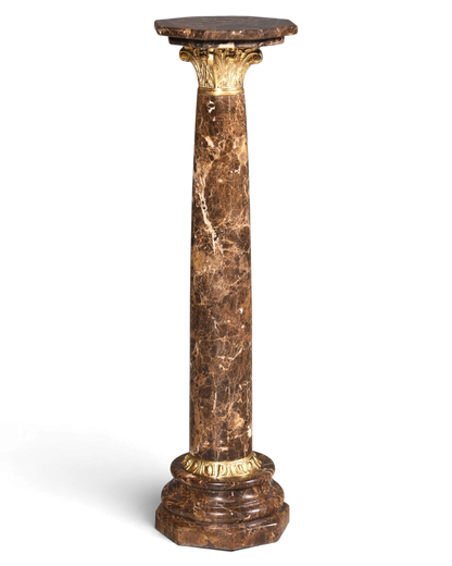 Wunderschöne Barock Stil Säule Louis XV Marmor Blumensäule Naturstein Braun Sockel Ablage 1 von 2