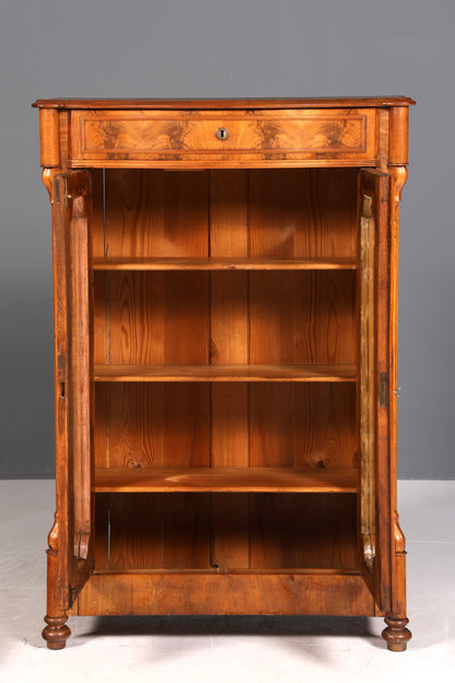 Fantastic Louis Philippe showcase antique Biedermeier cabinet made of real wood around 1880