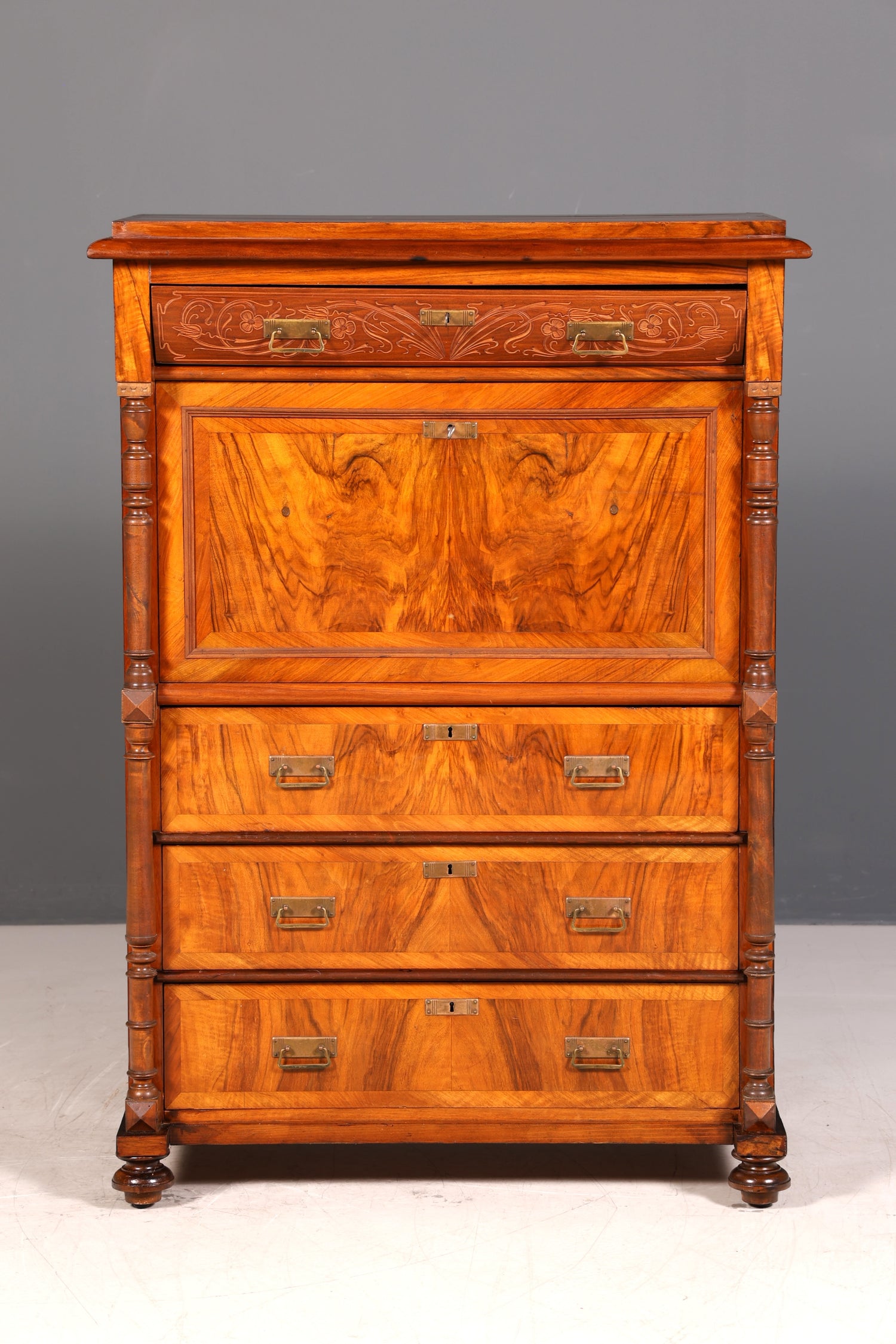 G782 Finish Wunderschöner Gründerzeit Sekretär Kommode Jugendstil Schubladenkommode Antik Vertiko (Kopie)