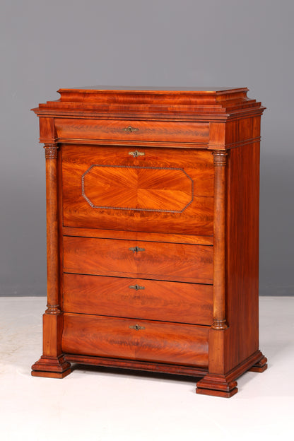 Beeindruckender Biedermeier Sekretär Louis Philippe Vertiko Antik Kommode Schreibkommode Office Desk