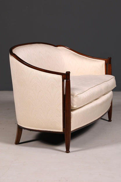 Elegante Art Deco-bank, zitbank, 2-zitsbank, vintage loung bank, gestoffeerde bank, salonbank