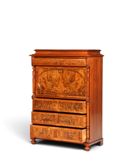 Traumhafter Louis Philippe Sekretär um 1870 Vertiko Nussbaum Highboard Kommode Sekretär Schrank