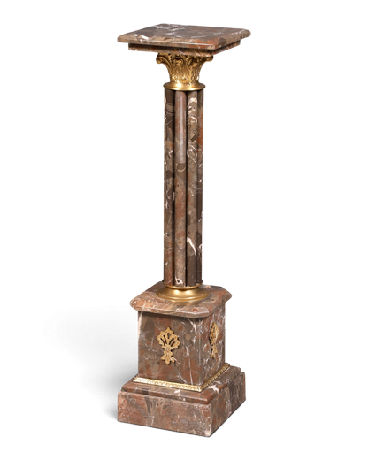 Hauptstadt Möblerei Marmorsäule mit goldenen Verzierungen und quadratischer Ablagefläche, 90 cm hoch