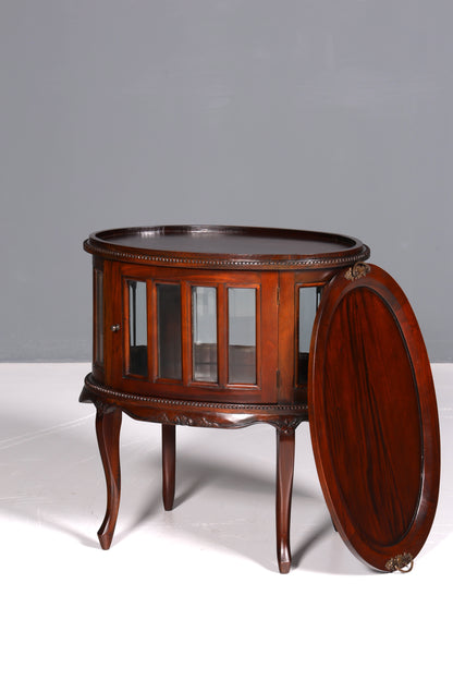 Wunderschöner filigraner Chippendale Barschrank echt Holz Teeschrank im Jugendstil Vitrine