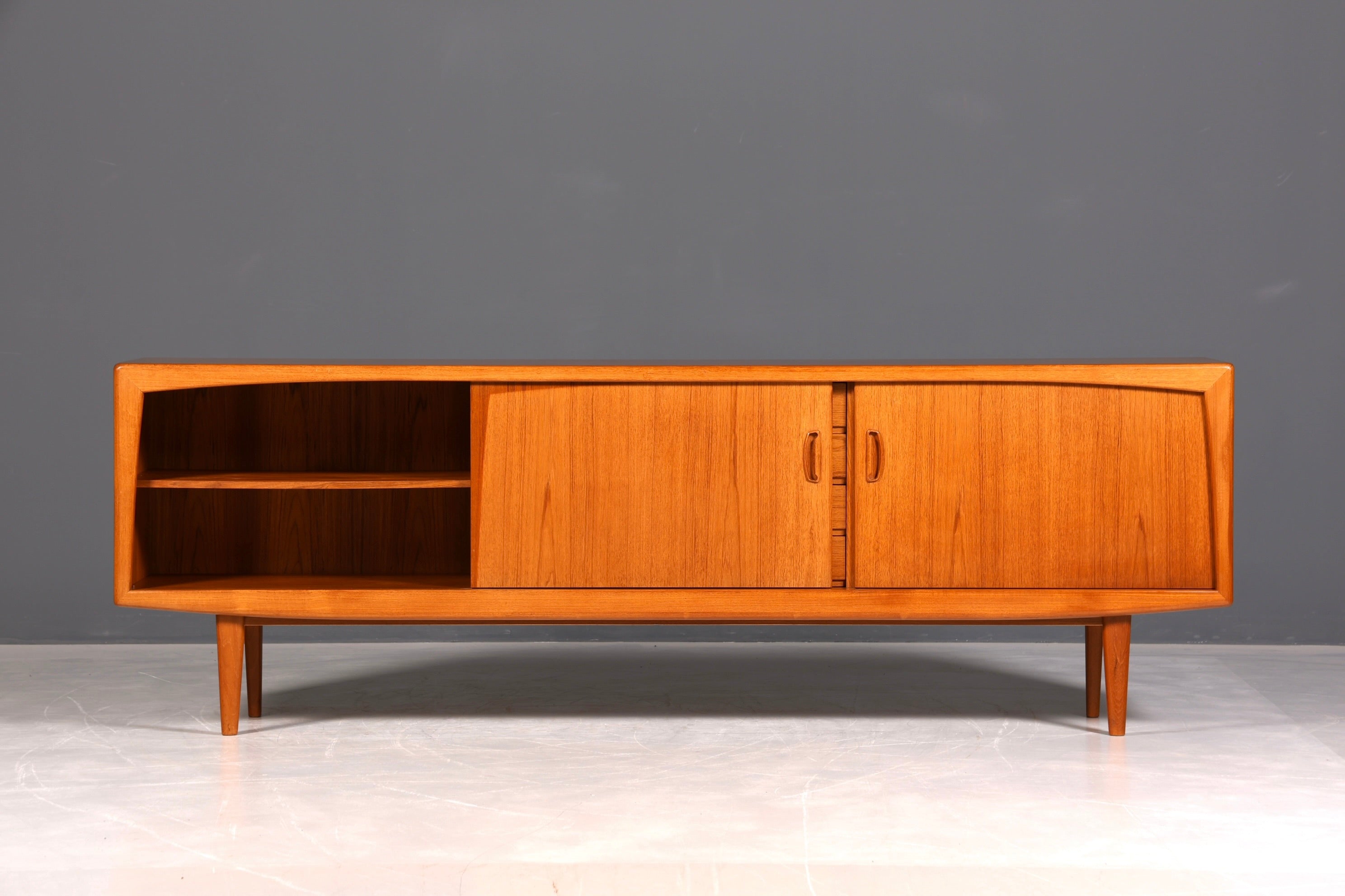 F960 Finish cm Schlichtes Mid Century Sideboard Vintage TV Kommode 60s Schrank Longboard Retro Lowboard