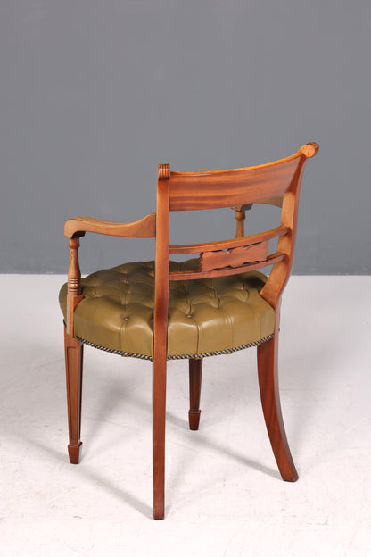 Wunderschöner Chesterfield Armlehnstuhl Anno Dom Sekretär Stuhl Englisch echt Leder Küchenstuhl 2 von 2