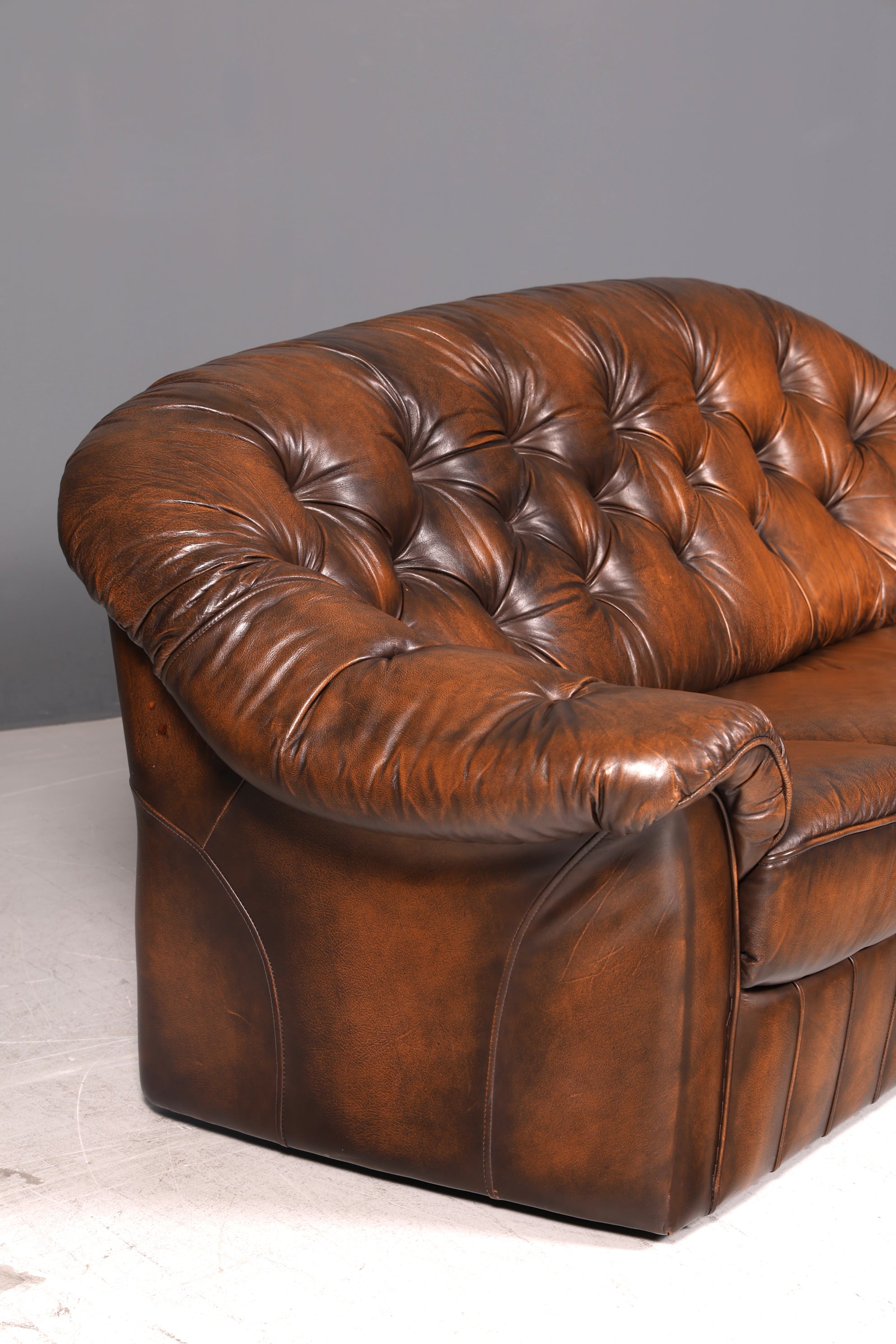 Wunderschönes Original Chesterfield Sofa 3-Sitzer Echt Leder Braun Couch Englisch Vintage