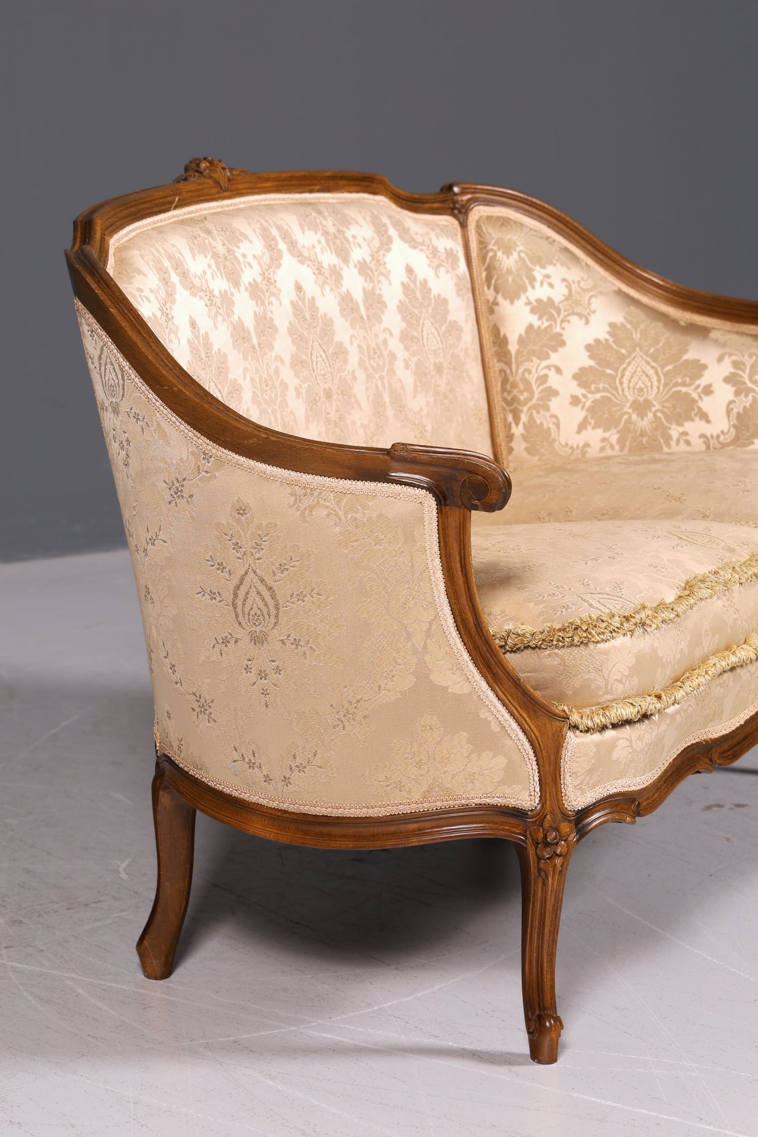 Wunderschönes Chippendale Sofa Barock Stil Couch Samt Stoff Rococo 2-Sitzer Canapé