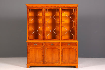 G143 Finish cm Wunderschöne Original Heldense Vitrine Englische Eibe Bücherschrank Buffet Antik Stil Glasvitrine