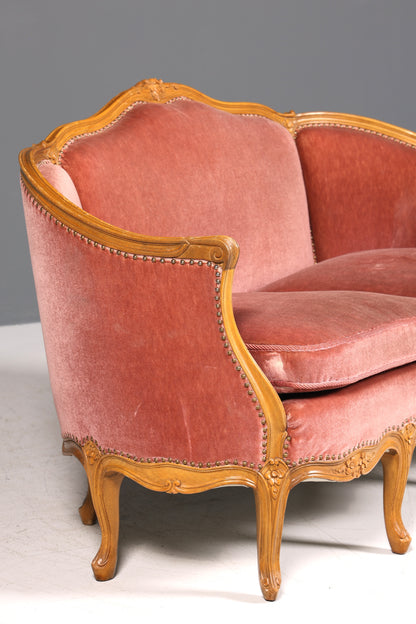 Beautiful Chippendale sofa, Baroque style couch, velvet fabric, 2-seater chaise longue