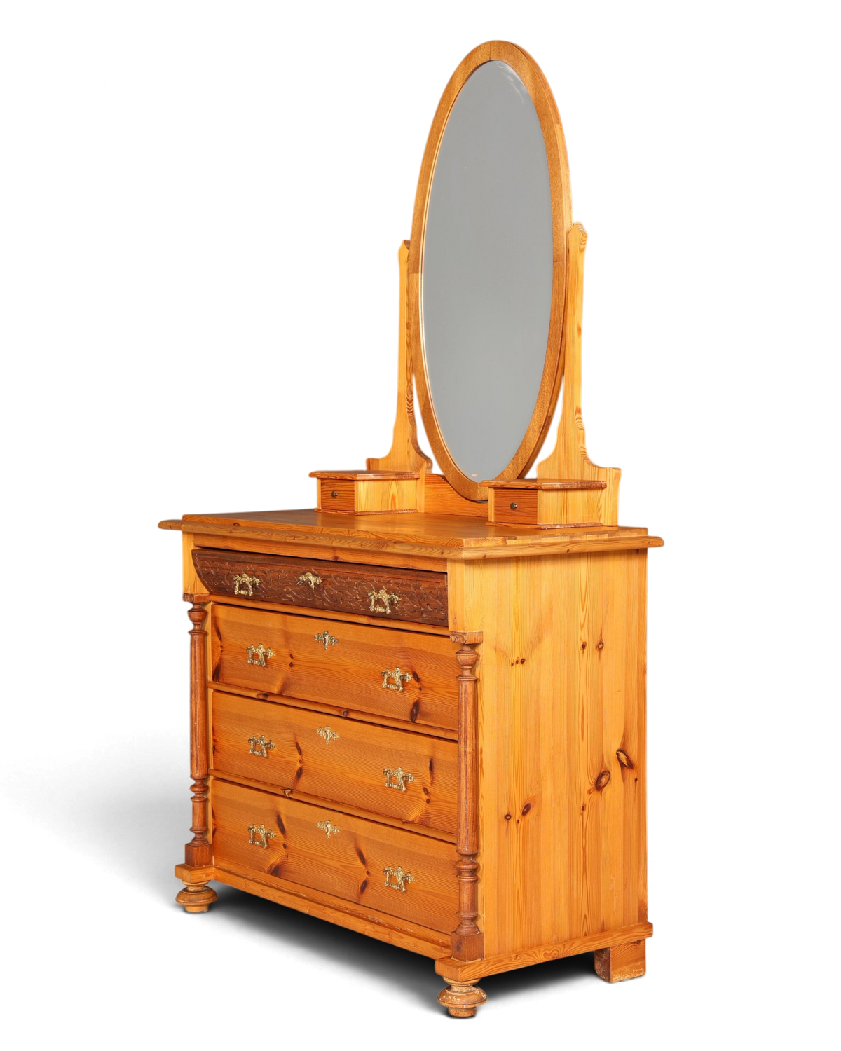 Stilvolle Gründerzeit Kommode Antik Louis Philippe Sideboard mit Spiegel Flurkommode