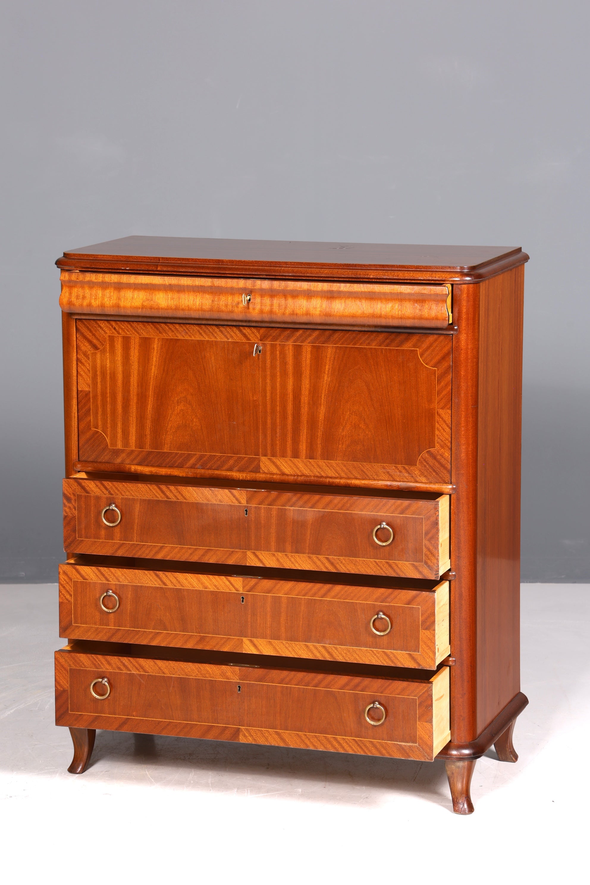 Beautiful antique-style secretary desk, office chest of drawers, Art Deco style, 1950s vertiko writing desk, chest of drawers