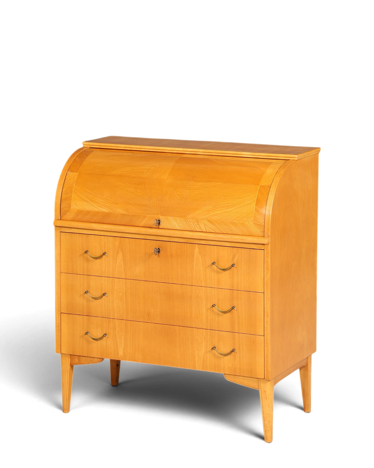 Stilvoller Mid Century Rollladen Sekretär echt Holz Büro Schrank Vintage Schreibkommode