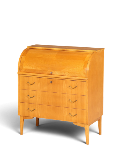 Stilvoller Mid Century Rollladen Sekretär echt Holz Büro Schrank Vintage Schreibkommode